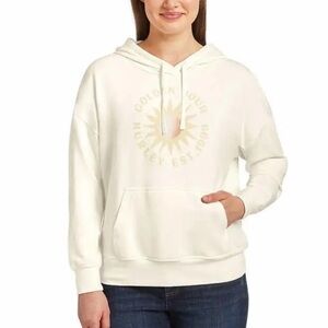 Hurley Womens Hoodie Ivory Graphic Pullover Kangaroo Pocket Lightweight Size S